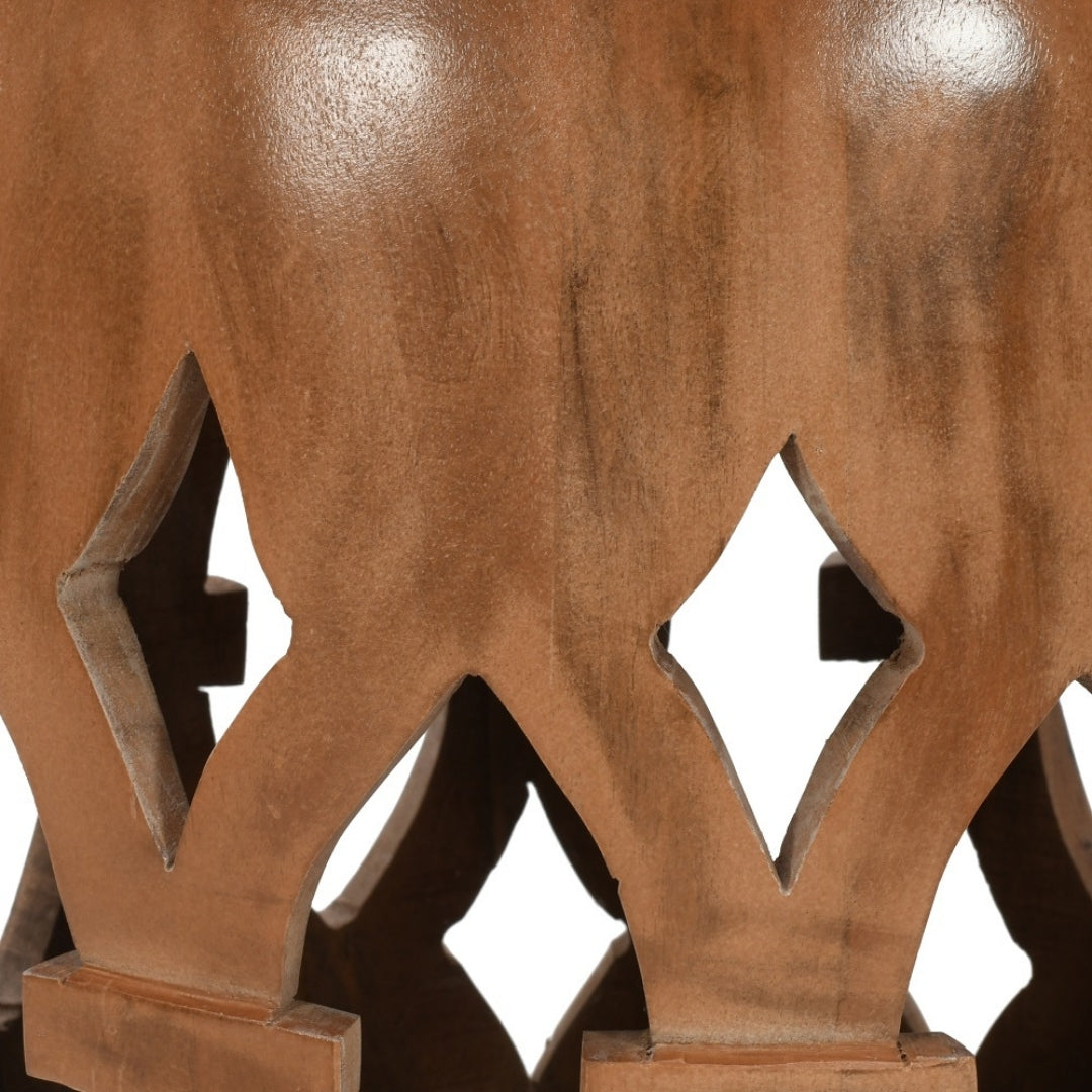 Carved Wooden Drum Table