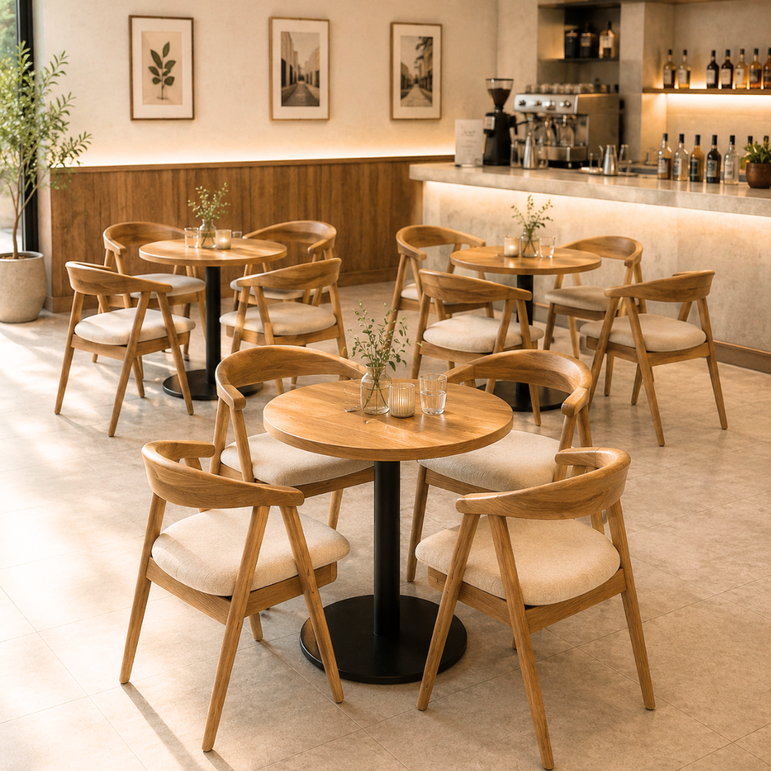 Round Light Oak Café Table