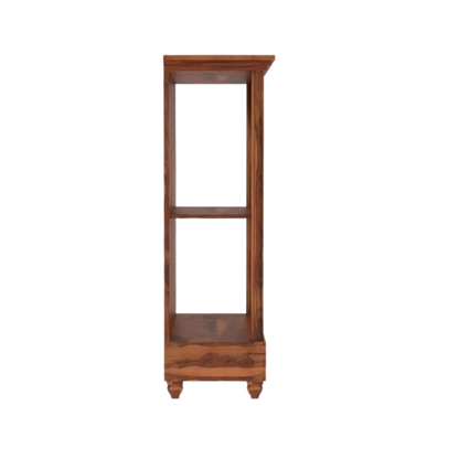 antique wooden temple for home with drawer storage, solid wood mandir with Ganesh idol setup
