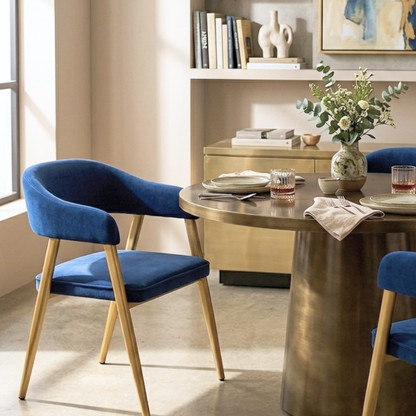Royal Blue Velvet Armchair with Gold Legs