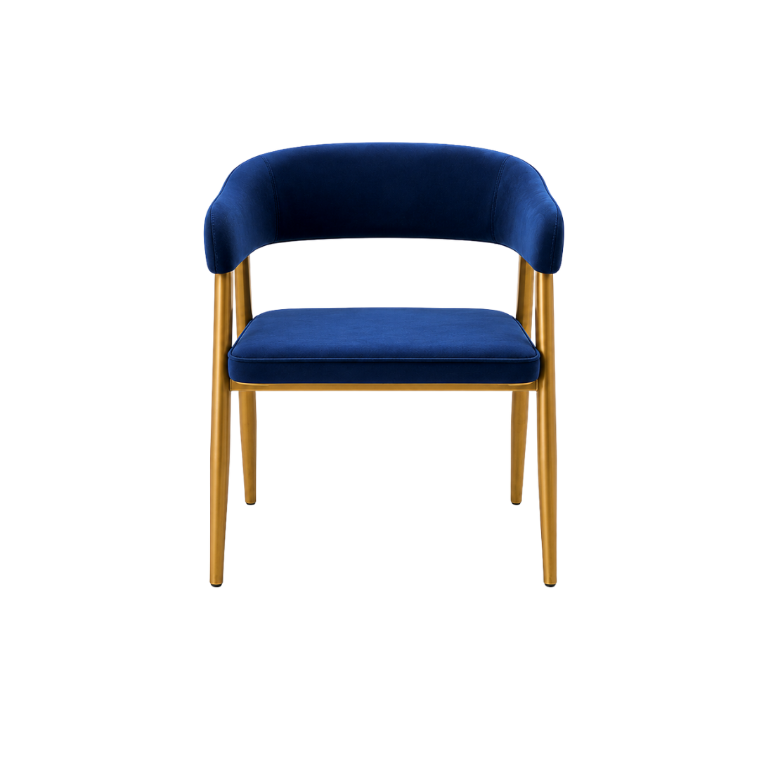 Royal Blue Velvet Armchair with Gold Legs