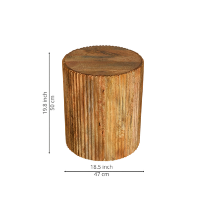 Solid Wood Fluted Side Table | Modern Wooden Accent Table