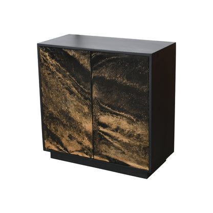 Modern Black Sideboard with Gold Resin Swirl Doors