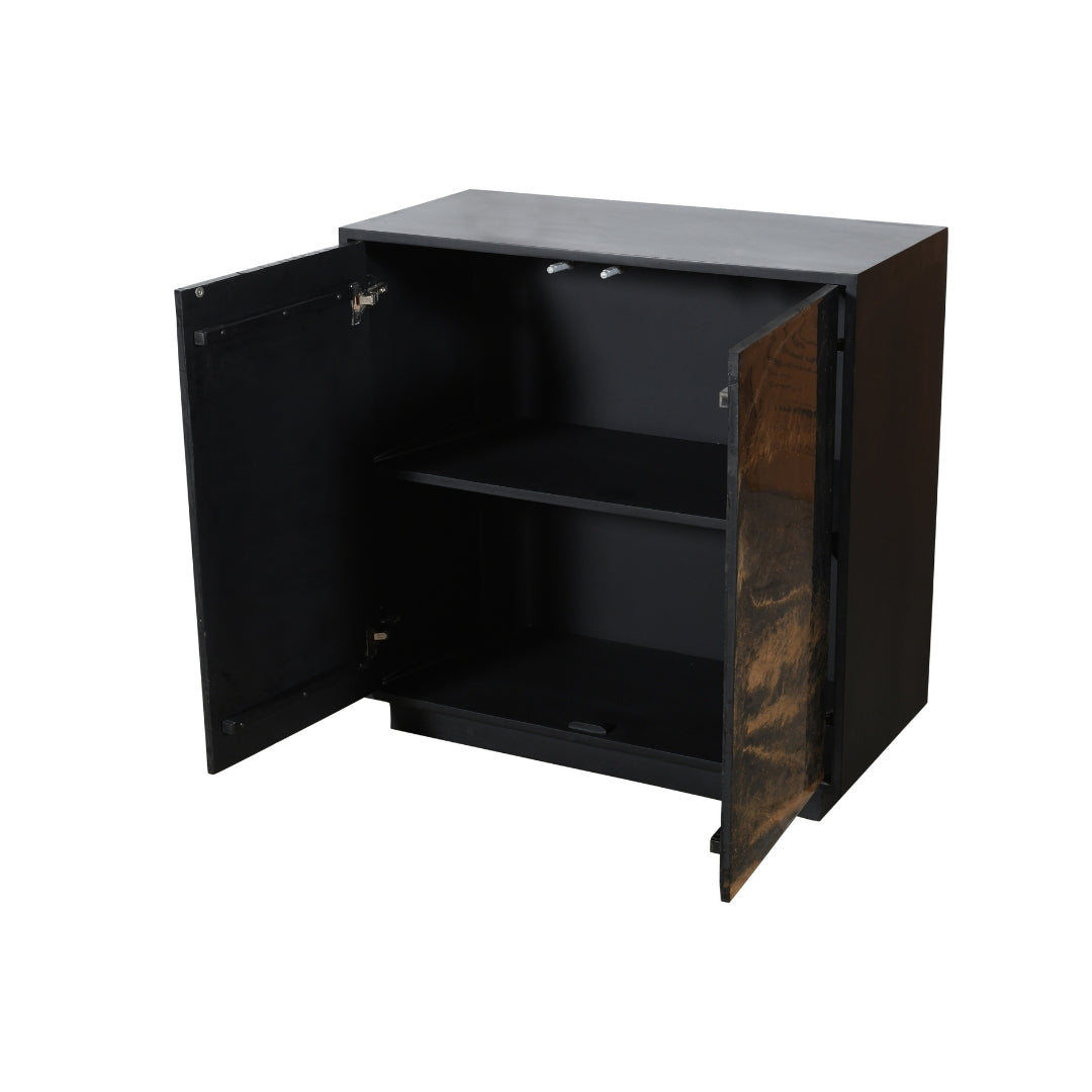 Modern Black Sideboard with Gold Resin Swirl Doors