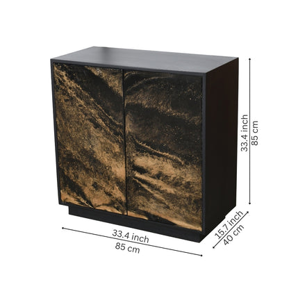 Modern Black Sideboard with Gold Resin Swirl Doors