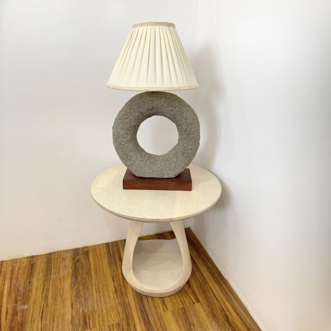 Modern Stone Table Lamp with Fabric Shade