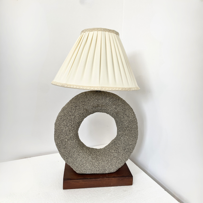Modern Stone Table Lamp with Fabric Shade