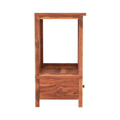 wooden pooja mandir for home with drawer storage, Ganesh idol setup in solid wood temple