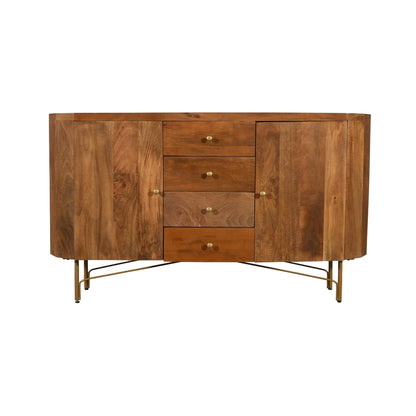 Modern Capsule Wooden Sideboard with Gold Legs and Drawers