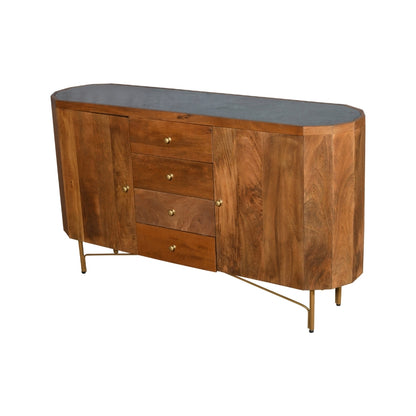 Modern Capsule Wooden Sideboard with Gold Legs and Drawers