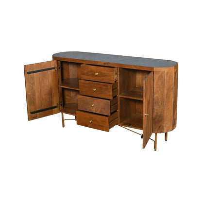 Modern Capsule Wooden Sideboard with Gold Legs and Drawers