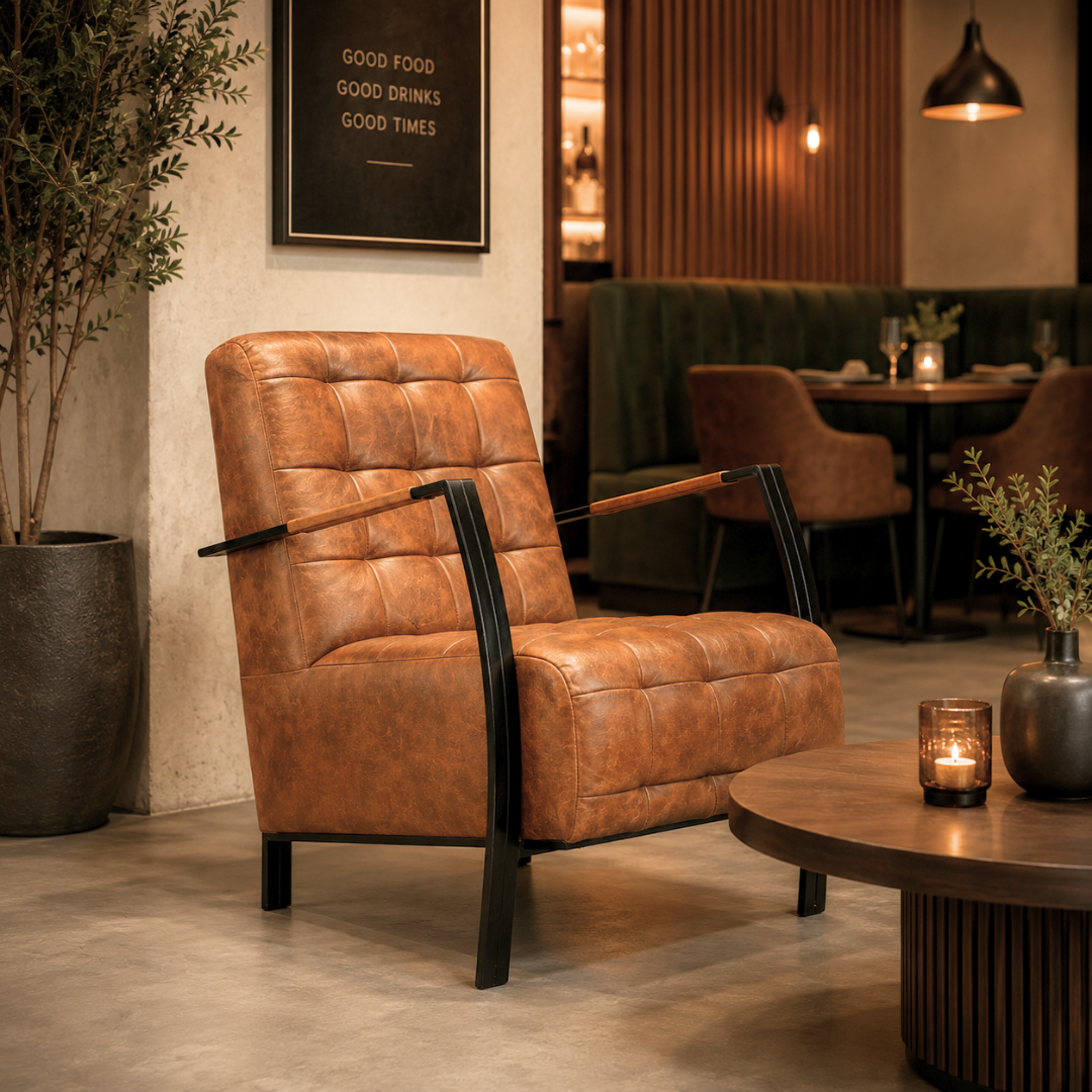 Hudson Tufted Vegan Leather Accent Chair