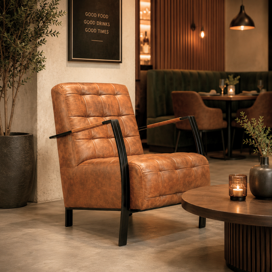 Hudson Tufted Vegan Leather Accent Chair