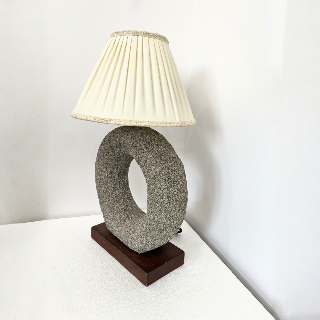 Modern Stone Table Lamp with Fabric Shade