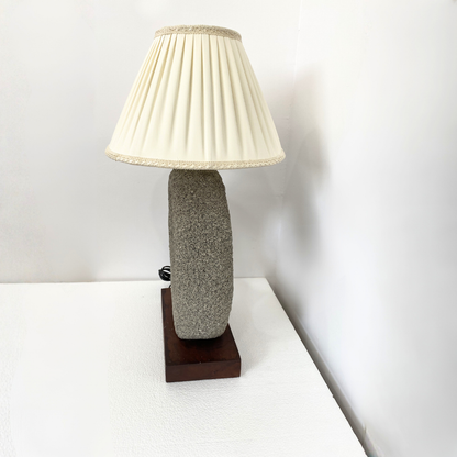 Modern Stone Table Lamp with Fabric Shade