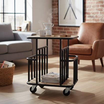 Indian Hub Serving Trolley Industrial Design Wood