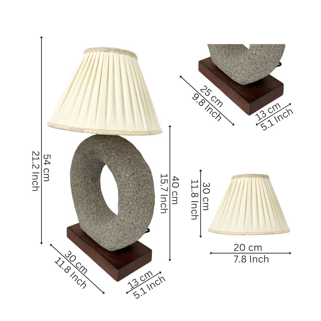 Modern Stone Table Lamp with Fabric Shade