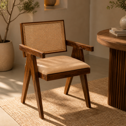 Mango Wood Cane Arm Chair