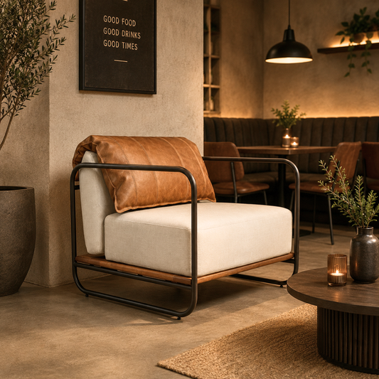 Silas Industrial Mixed-Material Accent Chair