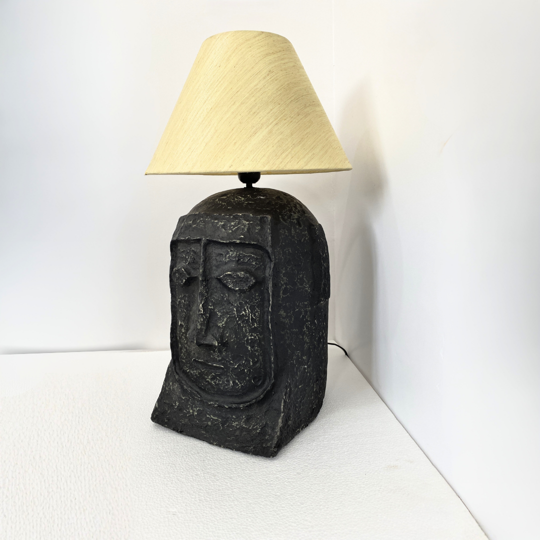 Modern Artistic Face Table Lamp with Fabric Shade