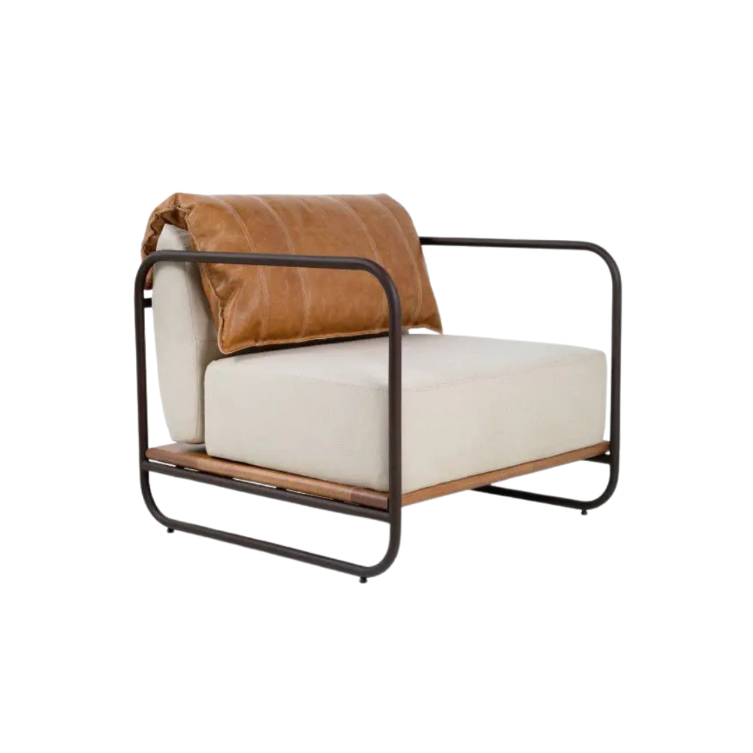 Silas Industrial Mixed-Material Accent Chair