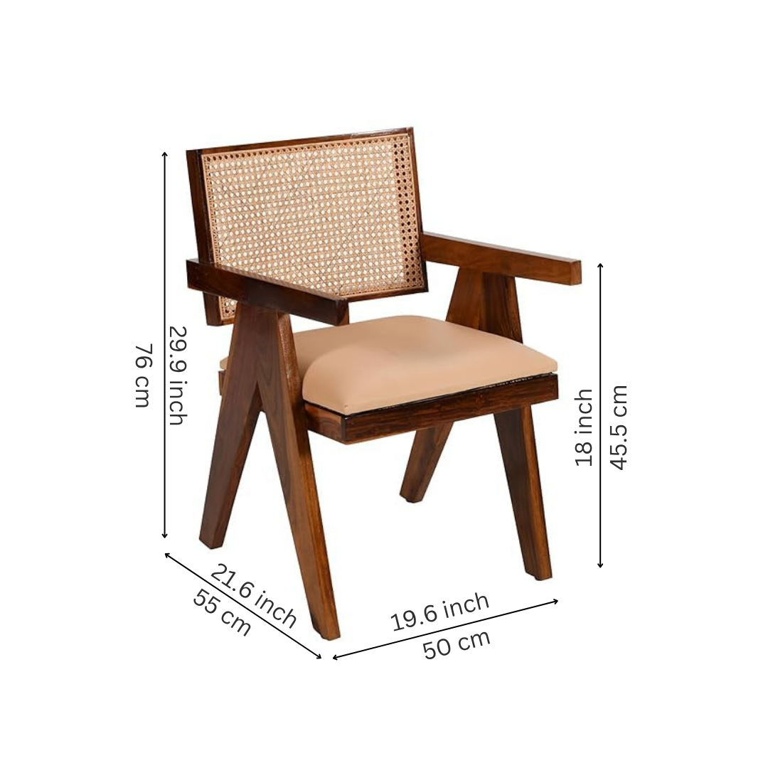 Mango Wood Cane Arm Chair