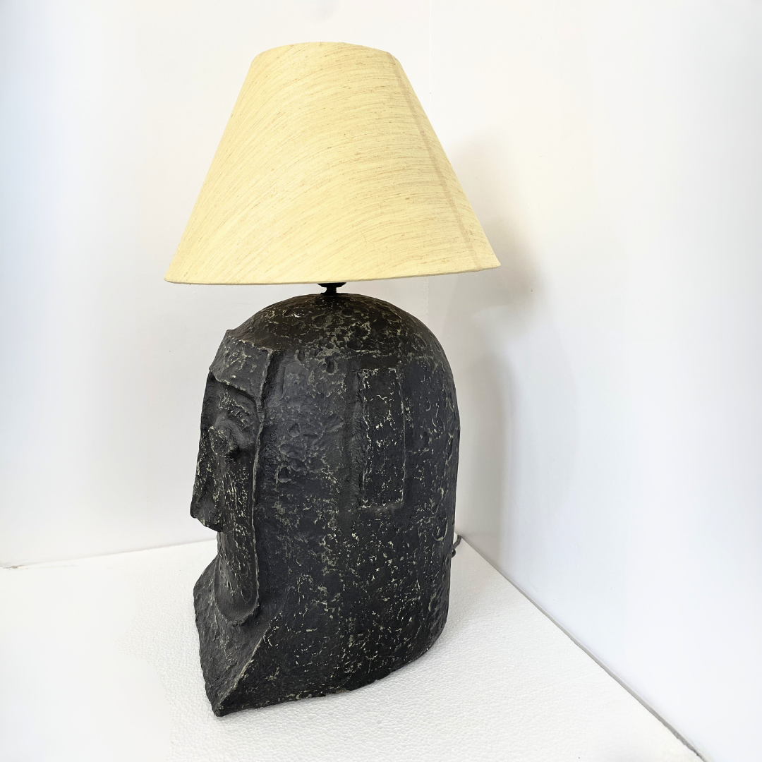 Modern Artistic Face Table Lamp with Fabric Shade