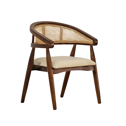 Curved Arm Chair With Cane Finish