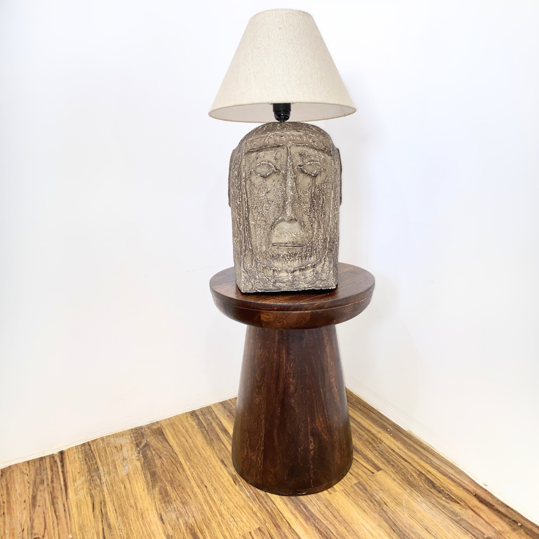 Modern White Artistic Face Table Lamp with Fabric Shade