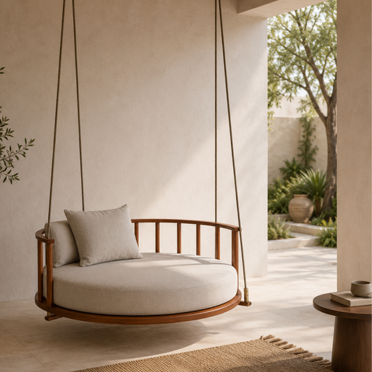 Round Wooden Hanging Swing