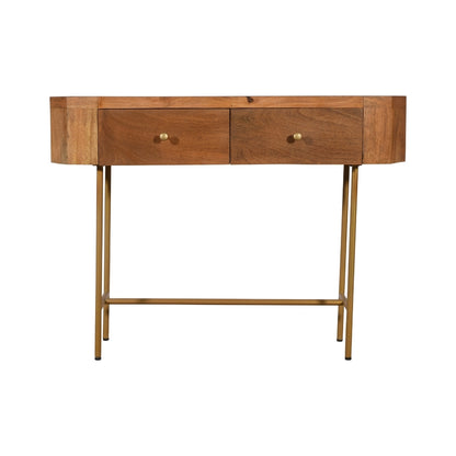 Modern Capsule Wooden Console Table with Gold Legs and Drawers