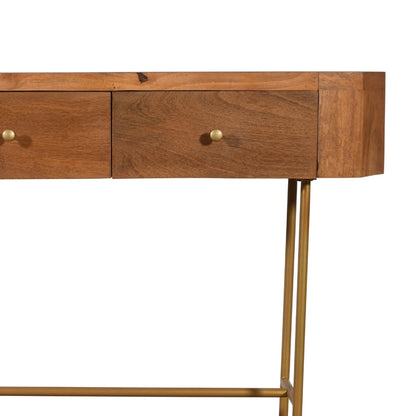 Modern Capsule Wooden Console Table with Gold Legs and Drawers