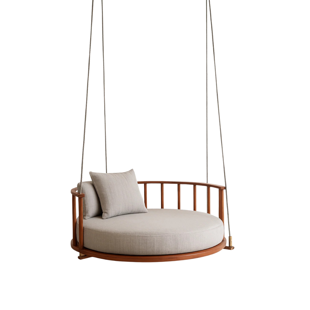 Round Wooden Hanging Swing
