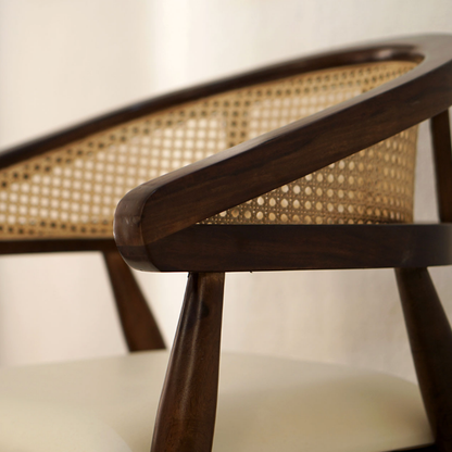 Curved Arm Chair With Cane Finish