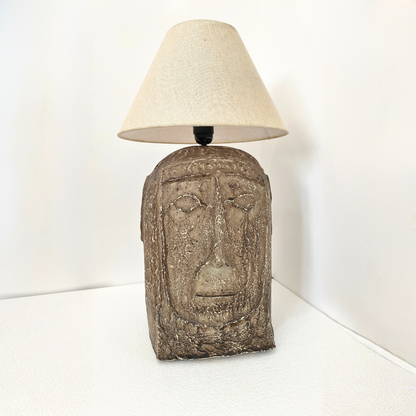Modern White Artistic Face Table Lamp with Fabric Shade