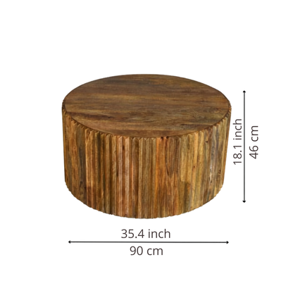 Fluted Wooden Drum Coffee Table