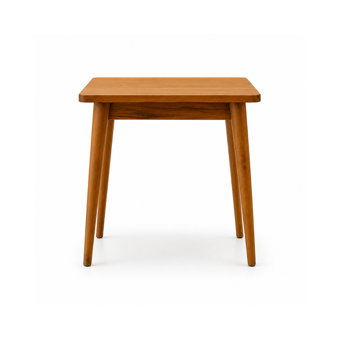 Indian Hub Solid Mango Wood Square Cafe Table with Tapered Wooden Legs