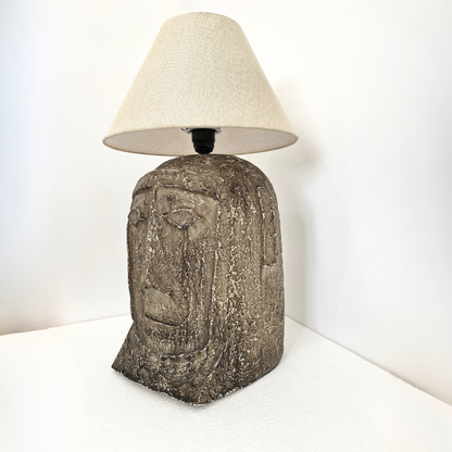 Modern White Artistic Face Table Lamp with Fabric Shade