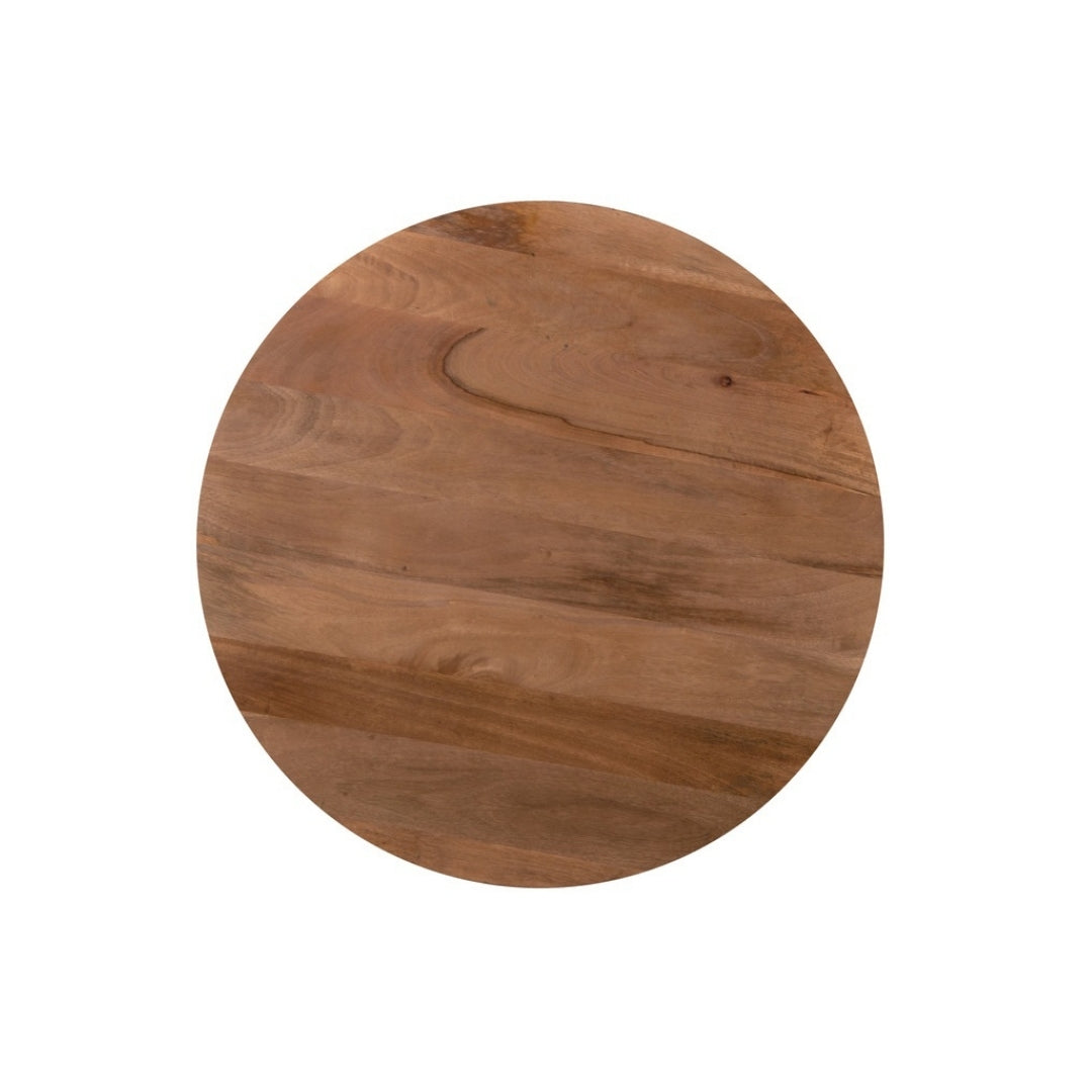Hand-Carved Scalloped Wooden Drum Coffee Table