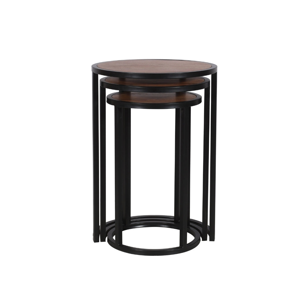 Modern Industrial Round Nesting Side Tables - Set of 3