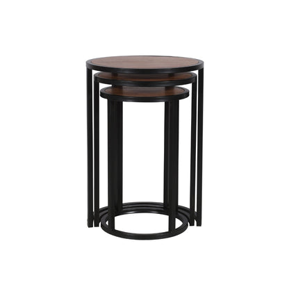 Modern Industrial Round Nesting Side Tables - Set of 3