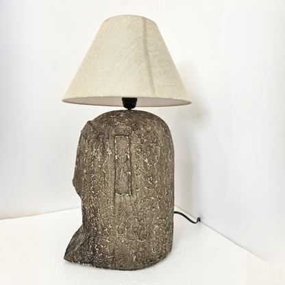 Modern White Artistic Face Table Lamp with Fabric Shade