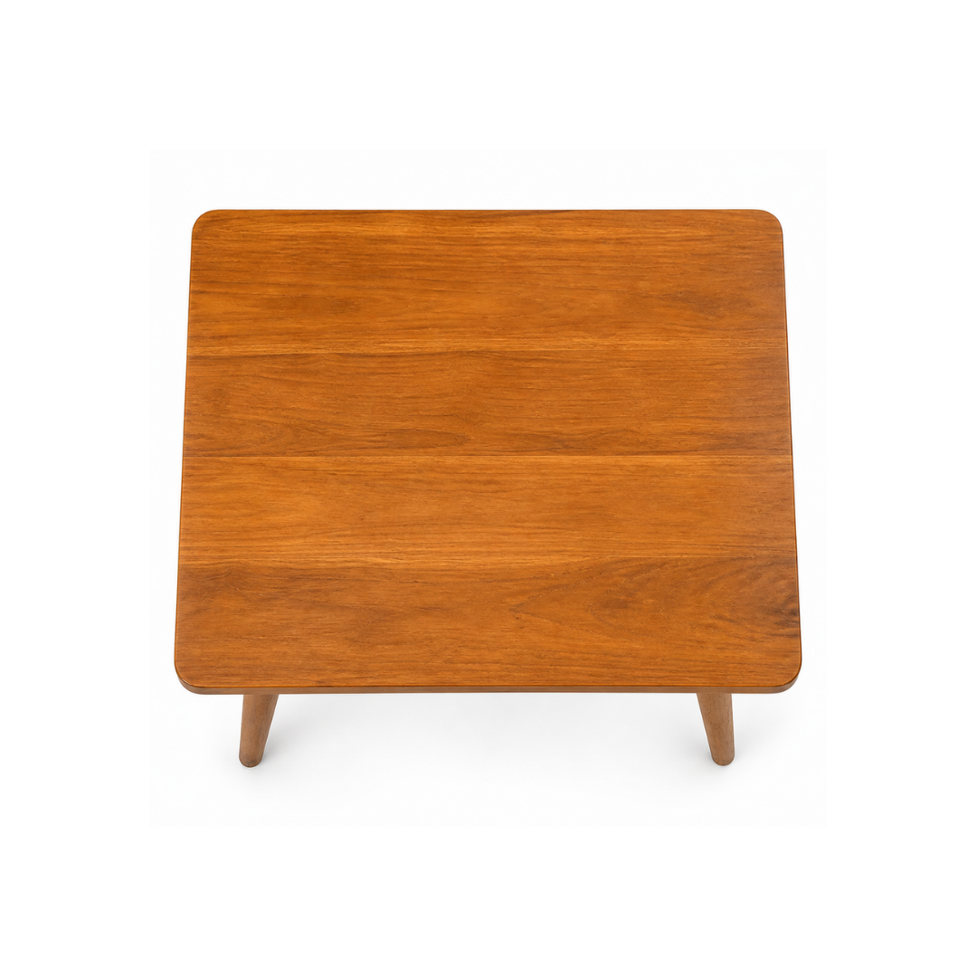 Indian Hub Solid Mango Wood Square Cafe Table with Tapered Wooden Legs