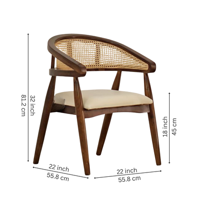 Curved Arm Chair With Cane Finish