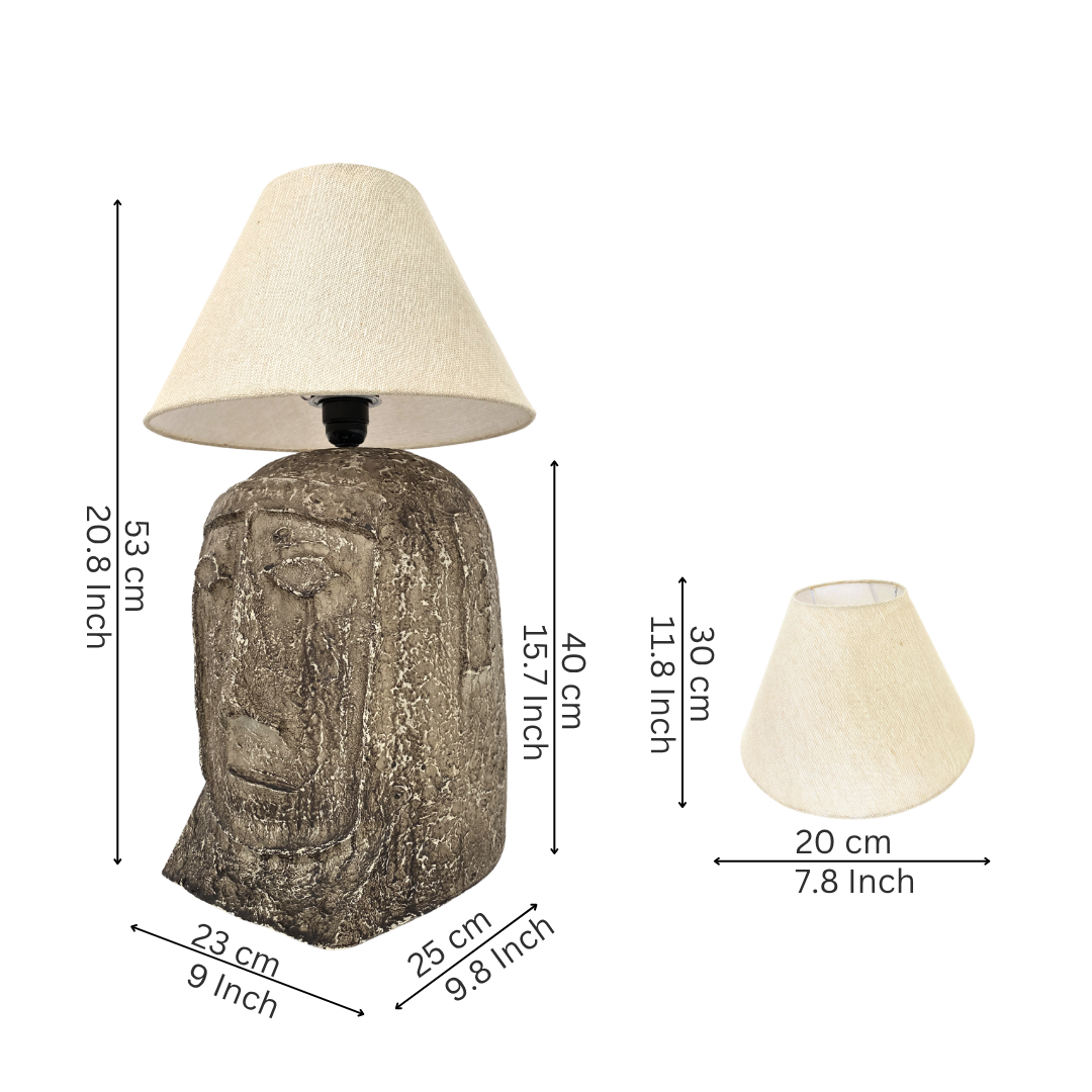 Modern White Artistic Face Table Lamp with Fabric Shade