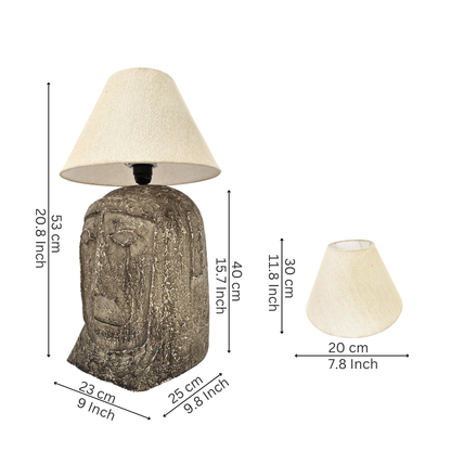 Modern White Artistic Face Table Lamp with Fabric Shade