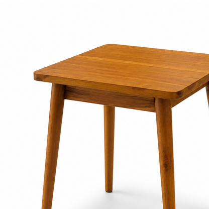 Indian Hub Solid Mango Wood Square Cafe Table with Tapered Wooden Legs