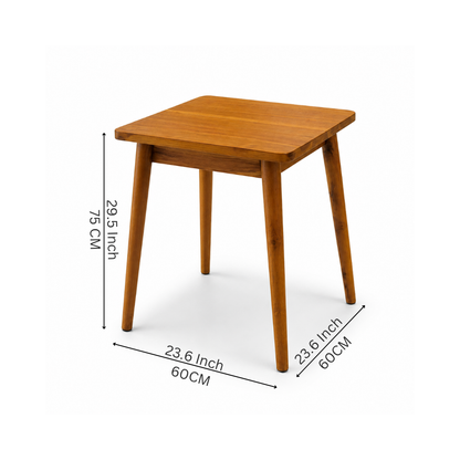 Indian Hub Solid Mango Wood Square Cafe Table with Tapered Wooden Legs
