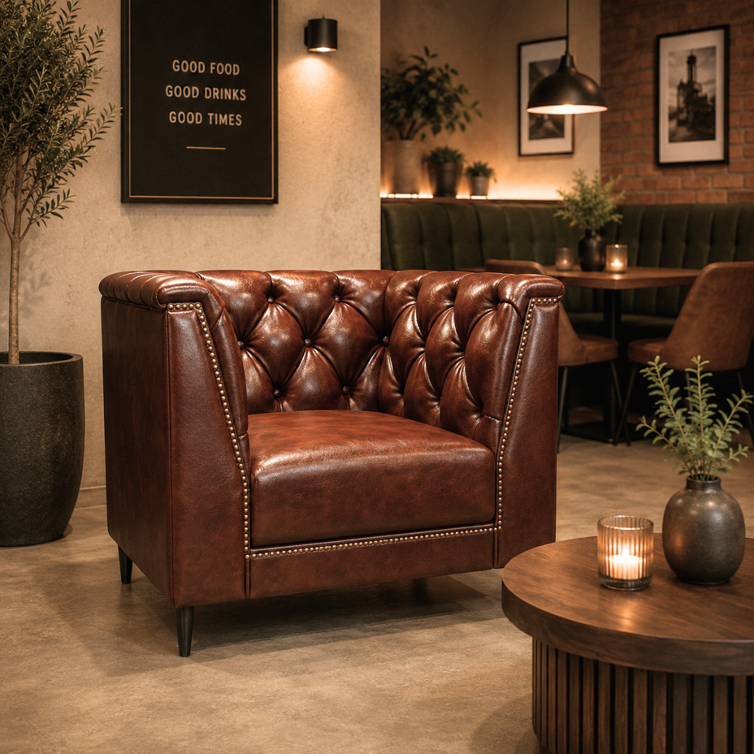 Classic Chesterfield Tufted Vegan Leather Armchair