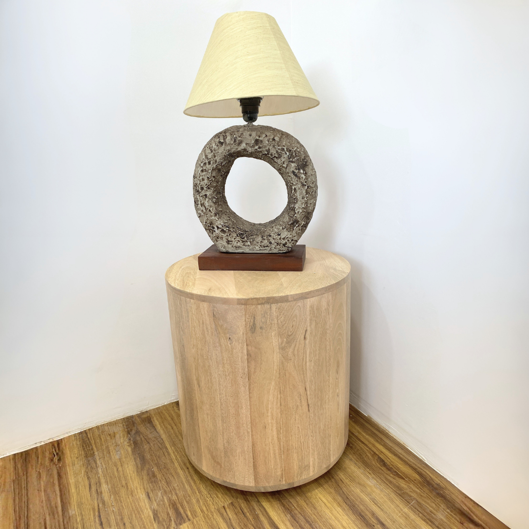 Modern Abstract Stone Table Lamp with Fabric Shade